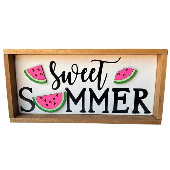 Sweet Summer Mickey Mouse Watermelon Wooden Farmhouse Rustic Sign Decor - Picture 1 of 3
